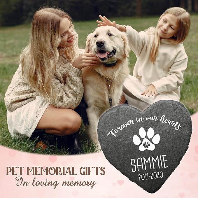 DOPTIKA Forever in Our Hearts Personalized Cat Memorial Stones, Cat Memorial Gifts for Loss of Cat, Pet Memorial Gifts, Pet Loss Gifts, Pet Memorial Stones, Cat Memorial Gifts, Cat Lover Gifts