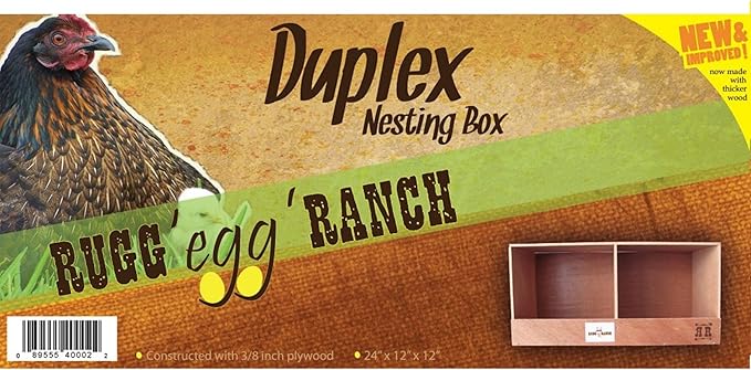 Rugged Ranch 4-Pack Duplex 24"x12"x12" Dual-Compartment Hen Nest Cubbies for 8 to 16 Hens - Wooden Chicken Coop Accessories for Interior Use, Furniture-Grade Wood, Easy Assembly