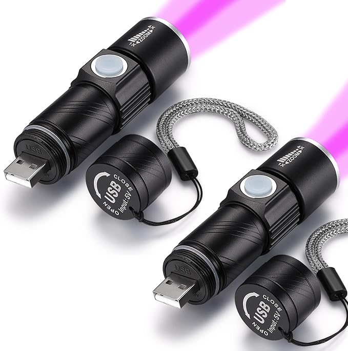 DARKBEAM UV 395nm USB Rechargeable Flashlight Ultraviolet led Light Blacklight Portable 400nm Mini Detector for Dog Urine Pet Stains, Anti-counterfeiting Identification, Resin Curing
