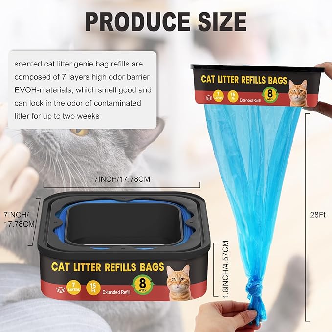 4 Pack Cat Litter Refill Bags Cartridges,Compatible with Genie Cat Litter Refills,Scented/Ultra Odor Control