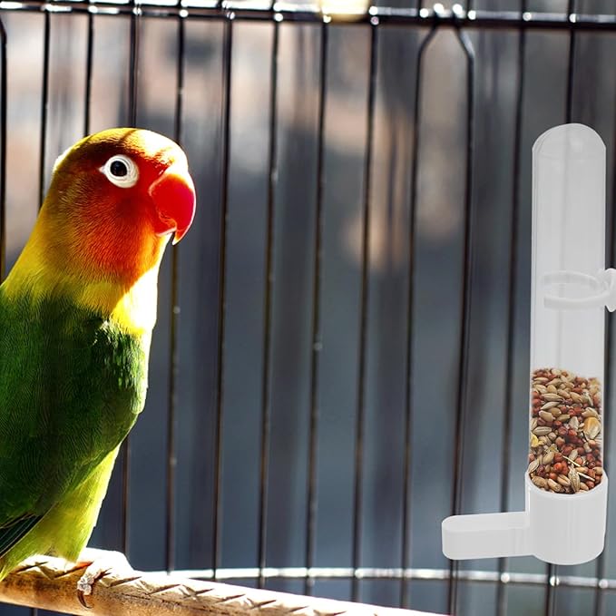 TEHAUX Bird Feeding Cup Portable Water Dispenser for Parrots and Small Animals Removable Easy to Clean Hanging Feeder Suitable for Hamsters Rabbits Mice