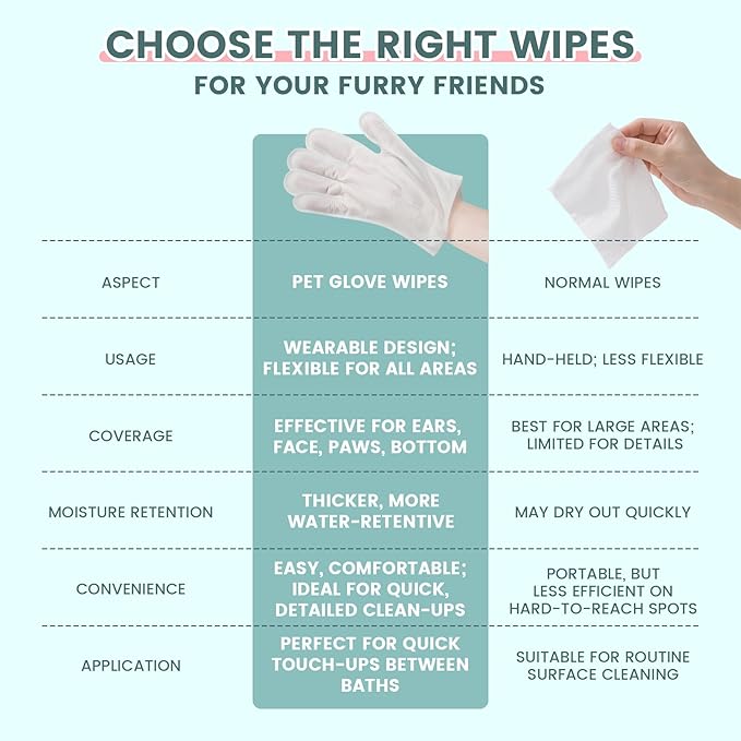 400 Unscented Pet Wipes for Paws and Butt Plant Based Hypoallergenic Pets Cleansing & Deodorizing Anal Gland Hygienic Puppy Wipes for Dogs (50 Count-Glove Wipes, Unscented)