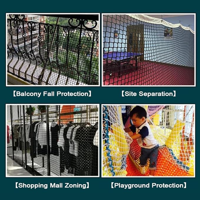 Store Partition Net In Black Knotless Polyester,Scenic Area Fall Protection Nets Mesh Hammock,Balcony Stairs Safety Protective Netting,Kids Playground Fence R(Size:3M×6M(9.8FT×19.7FT),Color:Black)