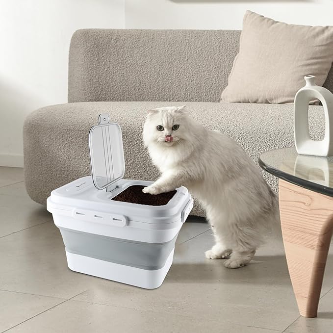 Geyecete Large dog food storage container dog food storage with Lids Handle Scoop Foldable cat food container pet food storage containers