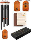Dog Memorial Gifts, 28" Black Tombstone Dog Sympathy Wind Chime, Pet Memorial Pet Loss Remembrance Passing Away Gift