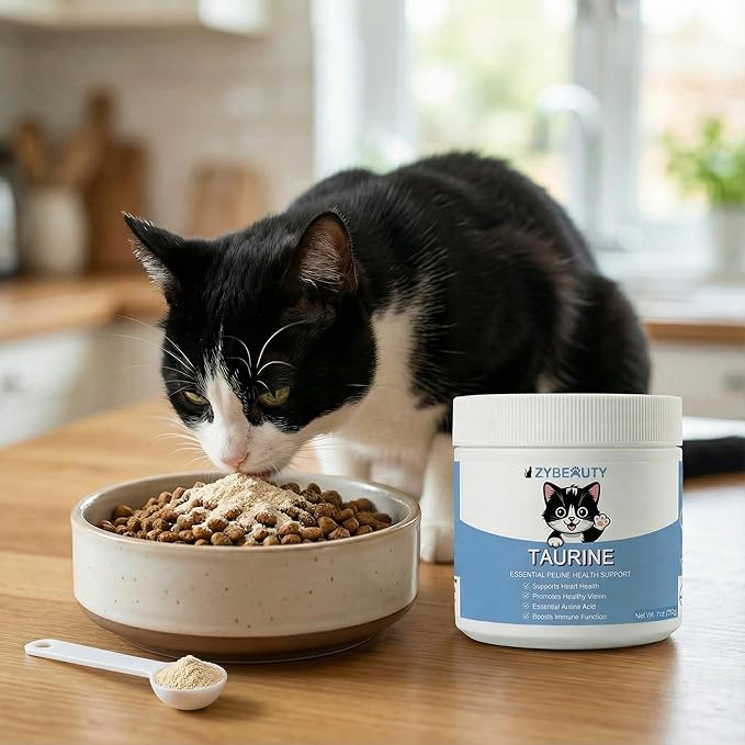 Taurine for Cats, Cat Taurine Supplement for Heart, Vision, Skin & Coat and Immune Support Unflavored Taurine Powder for All Ages Including Kittens – 6 oz