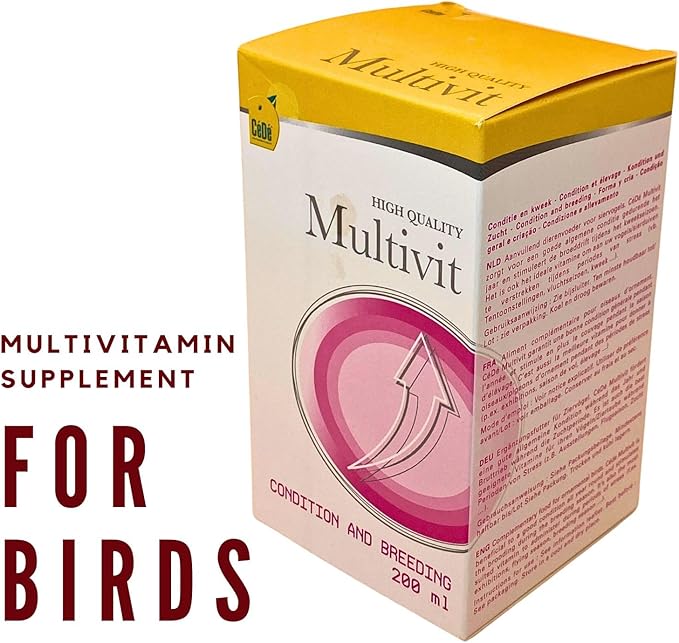 CéDé Multivit 200ml – Vitamin Supplement for Ornamental Birds, Singing and Moulting, Healthy and Shiny Plumage, Ideal for Canaries, Finches, Parrots, Essential Vitamins & Nutrients for Optimal Health