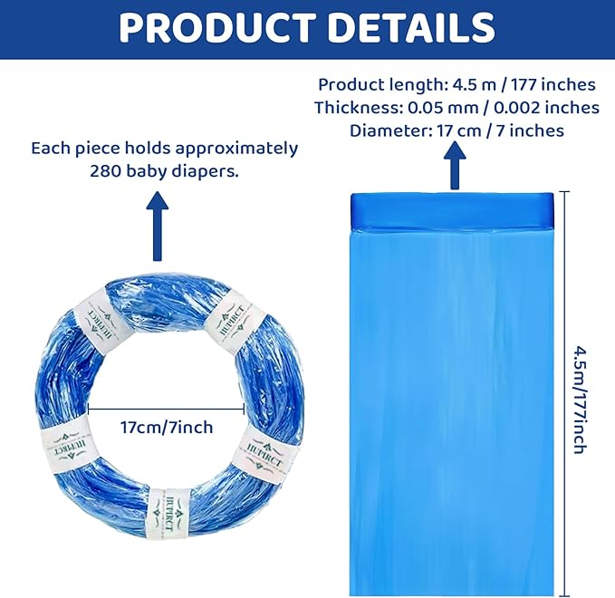 Refill Bags, Cat Litter Refill Bags, Diaper Refills,With Excellent Sealing and Toughness, The Refill Bag is Compatible With all Diaper Pails and Cat Litter Disposal Pails(1er-Pack)