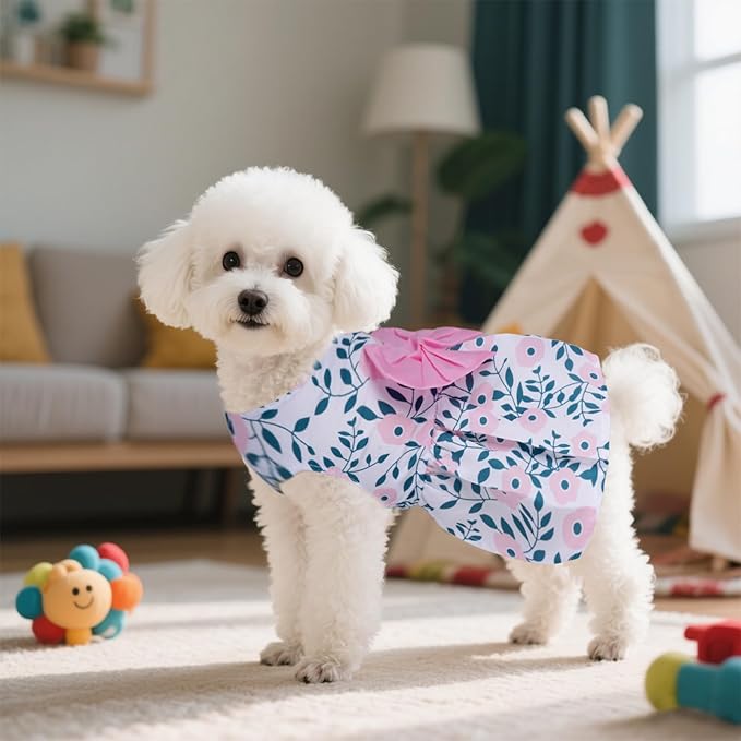 choyaxo Floral Dog Dress Cute Dog Skirt Pet Dress Summer Pet Clothes for Puppy Small Cats