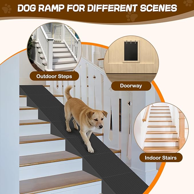 Dog Wedge Ramp for Stairs/Staircases, Portable & Lightweight Pet Ramp with Non-Slip Surface for Small Size Dogs Cats, Low Angled Dog Ramp for Elderly & Injured Pets (100LBS Capacity, 6Packs)