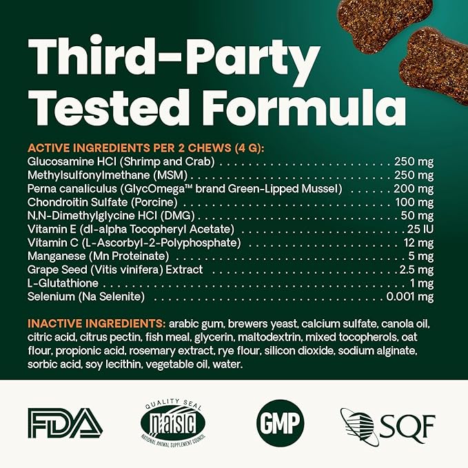 VetriScience Ultimate Strength Healthy Hip & Joint Chews, GlycoFlex Glucosamine, Chondroitin and Green-Lipped Mussel Joint Supplement for Cats, Soothe Joint Discomfort, Fish, 30 Count