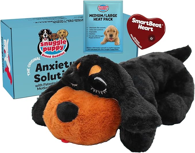 Snuggle Puppy Heartbeat Puppy Toy for Large Breeds, Breed Buddies Collection-Rottweiler, Plush Dog Toy with Real-Feel Pulse and Heat Pack for Crate Time, First Nights, and Rest