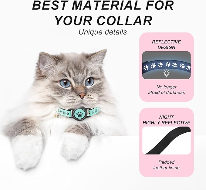GPS Tracker for Cats, Waterproof GPS Cat Trackers Cats Collar with Bells, No Subscription, GPS Cat Collar, Adapt with Apple Find My (iOS Only) Finder Tag for Vehicles, Pets, Kids (Blue)