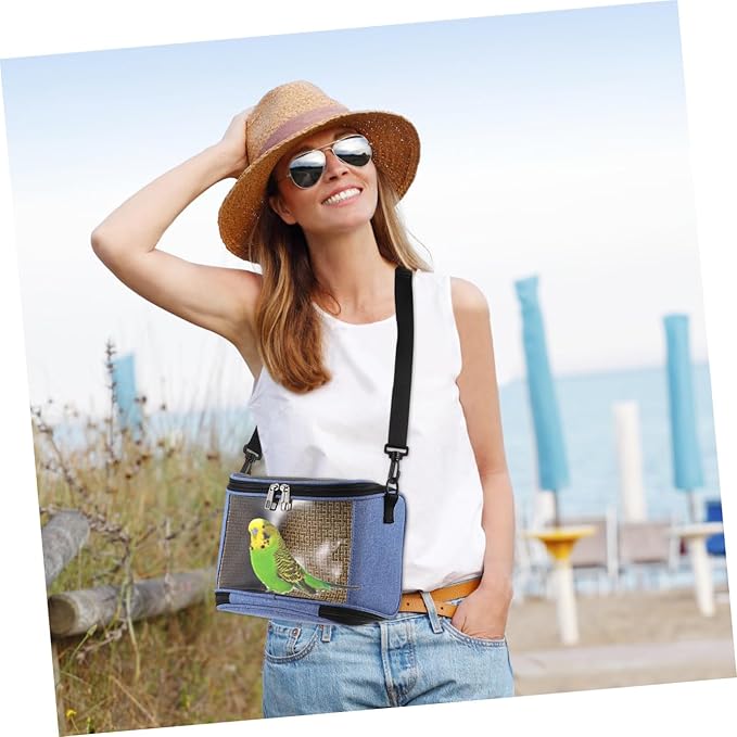 DOITOOL Crossbody Parrot Carrier Bag, Breathable Portable Bird Travel Pouch with Handle, Lightweight Outdoor Pet Storage for Small Birds