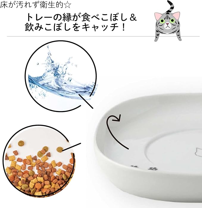 NECOICHI Raised Cat Bowl Dining Tray (Double)