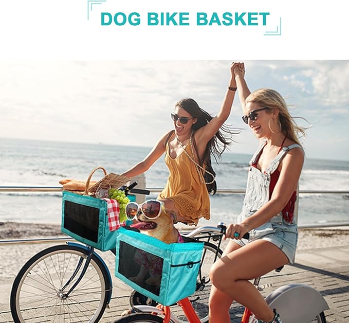 Bicycle Front Basket, Dog Car Seat with Safety Rope, Folding Detachable Quick Release Easy Install, for Pet, Shopping, Commuter, Camping and Outdoor(Color:Gris)