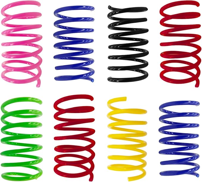 AGYM 6Colors Plastic Spring Cat Toys, 90 Pack Spiral Springs for Indoor Cats to Swat, Bite, Hunt, Interactive Toys for Cats and Kittens