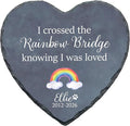 Personalized Pet Memorial Stone, I Crossed the Rainbow Bridge Heart Plaque, Pet Loss Gift for Dogs or Cats Gift (S-18)