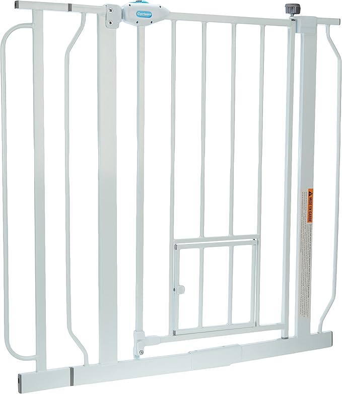 Carlson 29.5–36.5” Extra Wide Dog Gate with Small Pet Door, Walk-Through Pressure Mounted Metal Indoor Pet Safety Gate, Tested and Trusted by Pet Parents, American Designed, American Owned