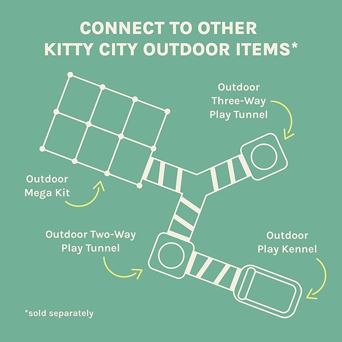 Kitty City Outdoor Catio Furniture and Play Kits for Cats, Two Way Tunnel