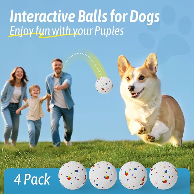 HETOO Dog Balls - Tennis Ball for Dogs: 2.2 Inch ETPU Balls for Small Medium Dogs Puppy- 4 Pack Water Toys Outdoor Toys - for Small Automatic Dog Ball Launcher