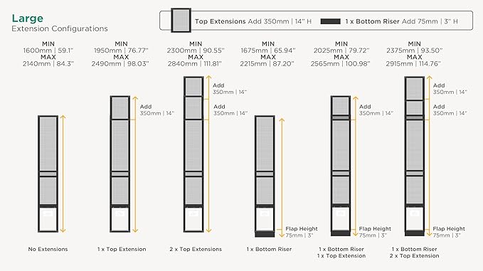 Hakuna Pets V2 Patio Pet Door Screen Insert Panel for Sliding Doors, Fits Door Track Min Ht 62.99" to Max Ht 84.25",UV Resistant Mesh, Locking Magnetic Dog Door, Easy Install and Removal, Large, White