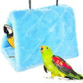 MOACC Winter Warm Bird Nest House Shed Hut Hanging Hammock Finch Cage Plush Fluffy Birds Hut Hideaway for Hamster Parrot Macaw Budgies Eclectus Parakeet Cockatiels Cockatoo Lovebird (S, Blue)