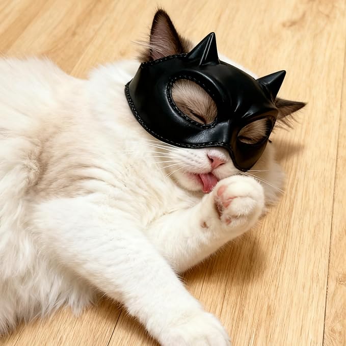 Cat Bat Mask,Cat Cosplay Hat,Made of Latex, Soft And Fit, Adjustable Size, Suitable For cats under 12 lbs
