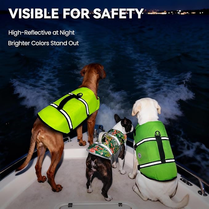 VIVAGLORY Rip Stop Dog Life Vest, Swimming Vest with Handle, Buoyancy for Doggy Puppy, Dog Life Jacket for Swimming & Boating, S, Bright Yellow