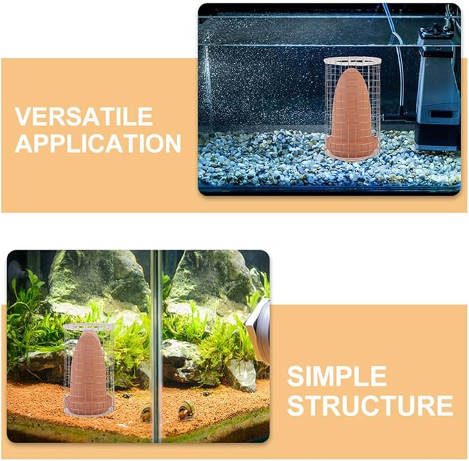 Happyyami Angelfish Breeding Cones Ceramic Spawning Cave with Protective Divider and Lid Medium Size for Aquarium Fish Tank Shrimp Breeding