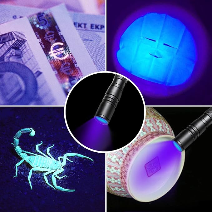 UV Flashlight, 395nm Black Light Pen, LED IPX4 Waterproof Urine Detector for Pet Urine, Cat Dog Stains, Bed Bugs, Night Fishing, Travel