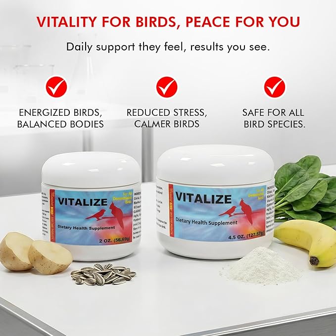 Morning Bird Vitalize for Birds 4.5 oz – Stress & Dehydration Support – Promotes Hydration, Energy, Balance & Muscle Recovery – Water-Soluble Supplement for All Bird Species