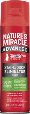 Nature’s Miracle Advanced Stain and Odor Eliminator Foam Cat 17.5 Ounces, for Severe Cat Messes, Aerosol
