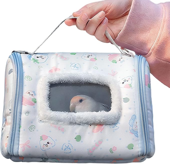 Portable Bird Carrier, Ventilated Parrot Travel Box, 16.12 Inches Transport Cage with Window Feature, Acrylic Panel Housing, Ergonomic Handle Carrier Pet Bird Box for Hiking Camping Travel Trips