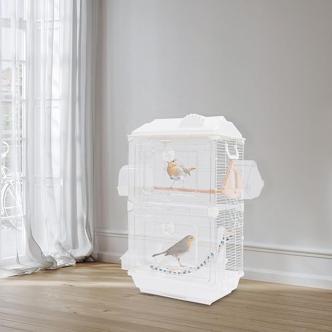 28-inch Roof Top Medium Parakeet Bird Cages, Double-Door Travel Pet Flight Birdcage for Parakeets Finches Canaries Lovebirds Small Quaker Parrots Cockatiels Budgie Green Cheek Conure