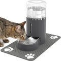 Cat Water Dispenser with Placemat and Stainless Steel Bowl, Automatic Gravity Water Dispenser for Cats or Small Medium Size Dogs, Large Capacity, Easy to Clean and Safe for Pets (4L)