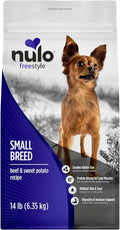 Nulo Freestyle Small Breed Dog Food Dry - Beef & Sweet Potato, Puppy & Adult Grain Free Dog Food, Natural, High Protein, Smaller Sized Kibble with BC30 Probiotic for Healthy Digestion Support, 14lb