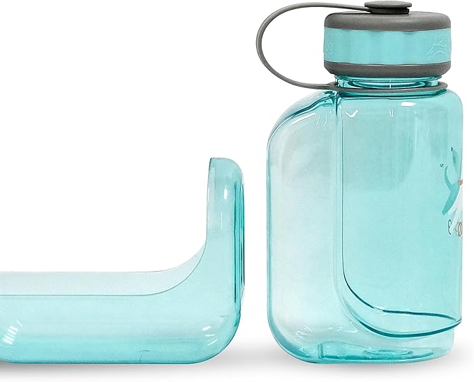 OllyDog OllyBottle | Tritan Dog Water Bottle with Detachable Bowl | BPA Free Leakproof Pet Dispenser | Hiking Travel (600ML, Aqua Blue)