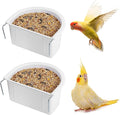 2 Pieces Bird Feeding Dish Bird Cage Accessories, Easy to Install, Hanging Feeding Bowl Parrot Cage Feeder Sturdy for Budgie, 10.9cmx9.8cmx5.4cm