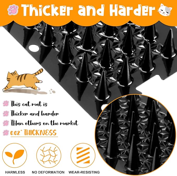Nuanchu 12 Pieces Cat Deterrent Mat Stool Dog Cat Repellent Mat Cat Repellent Mat with Spikes Keep Dogs Off Counter Anti Pet for Outdoor Indoor Plants Garden Sofa Window(16.5 x 3.3 Inch,Black)