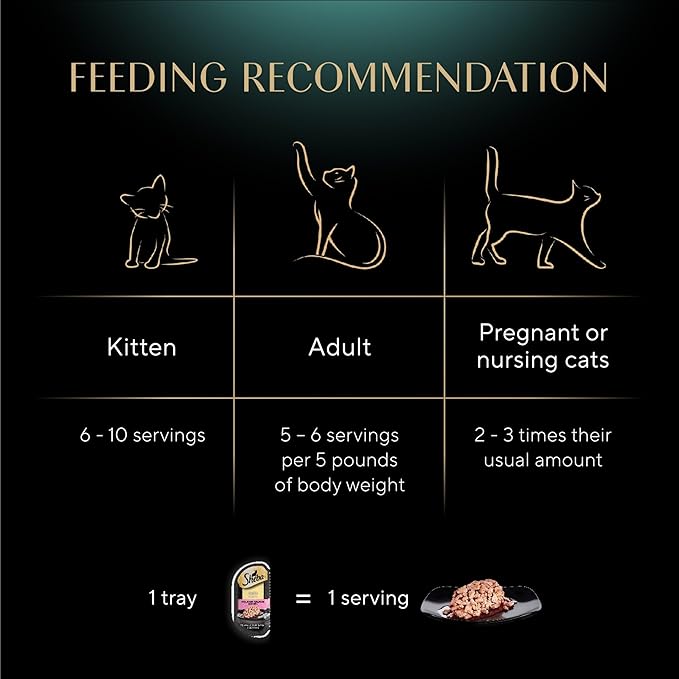Sheba Perfect Portions Wet Cat Food Cuts in Gravy, Roasted Chicken Entree, Tender Turkey Entree, with Sustainable Salmon, and with Sustainable Tuna, 2.6 oz. Twin-Pack Trays (48 Count, 96 Servings)
