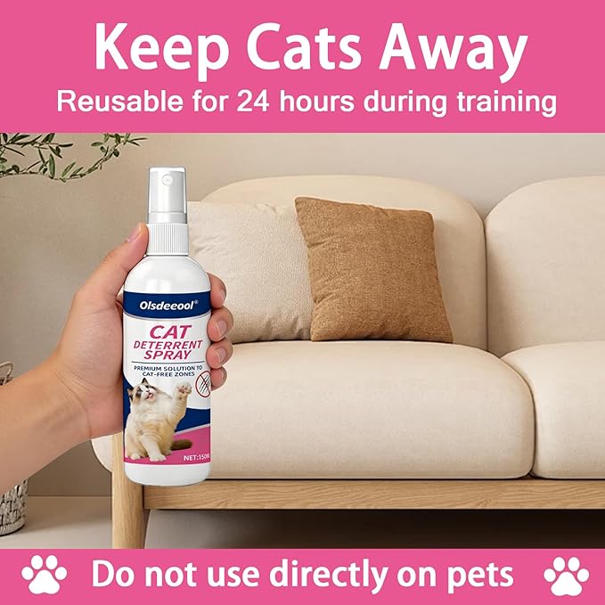 Cat Deterrent Spray,150ml Natural Repellent Spray,Scratch Deterrent for Furniture, Sofas, Rugs, Curtains, Plants,Indoor & Outdoor Keep Cats Kittens Away