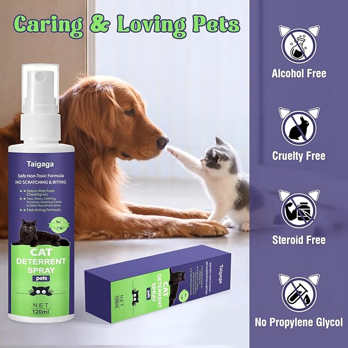 Cat Deterrent Spray, Cat Repellent Spray, 5.07 Fl Oz No Chew Spray for Dogs & Cats