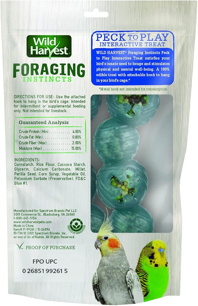 Wild Harvest Foraging Instincts Peck n’ Play Interactive Treat, 2 Ounce, for Small Birds (Pack of 2)