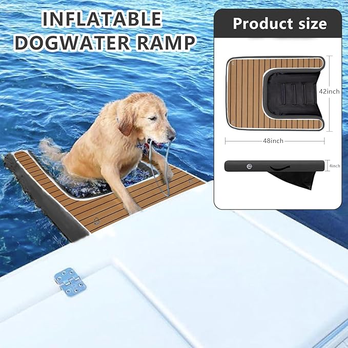 Inflatable Dog Boat Ramp Water Ramp for Pool, Float Floating Dog Ramps with Anti-Slip EVA for Lakes, Boats, Docks