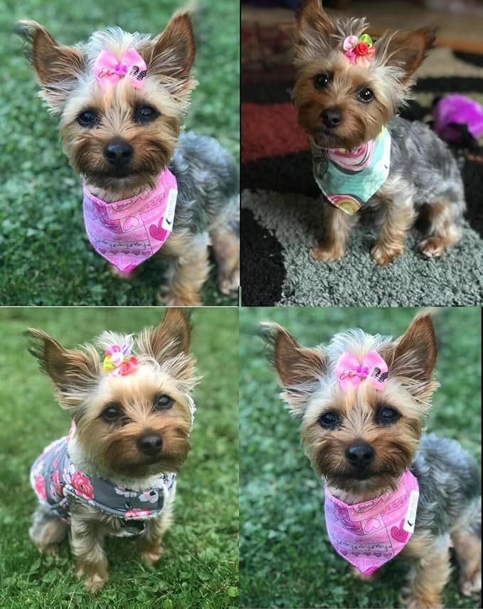 50pcs Dog Hair Accessories: Rhinestone Pearls Bowknots with Rubber Bands - Topknot Bows for Cute Styling