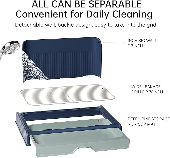 Upgrade Dog Potty Tray with High Wall,23.62"X18.5"Pee Pad Holder,Litter Box for Pet,Mesh Training Holder for Puppy and Small Size Dog,Housebreaking Supplies, Pet Products (Blue)