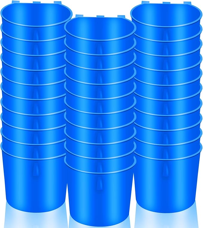 30 Pcs Chicken Coop Feeder Water Cup,8 oz Cage Cups Chicken Feeder Waterer, Cage Cups Birds Hanging Feeders, Chicken Feeder Water Bowl for Parakeet Poultry Pigeon Bunny Wire Cage (Blue)