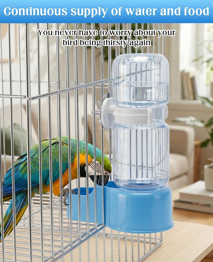 2 PCS Automatic Bird Cage Water Dispenser, Parakeet Parrot Feeder Hanging Drinking