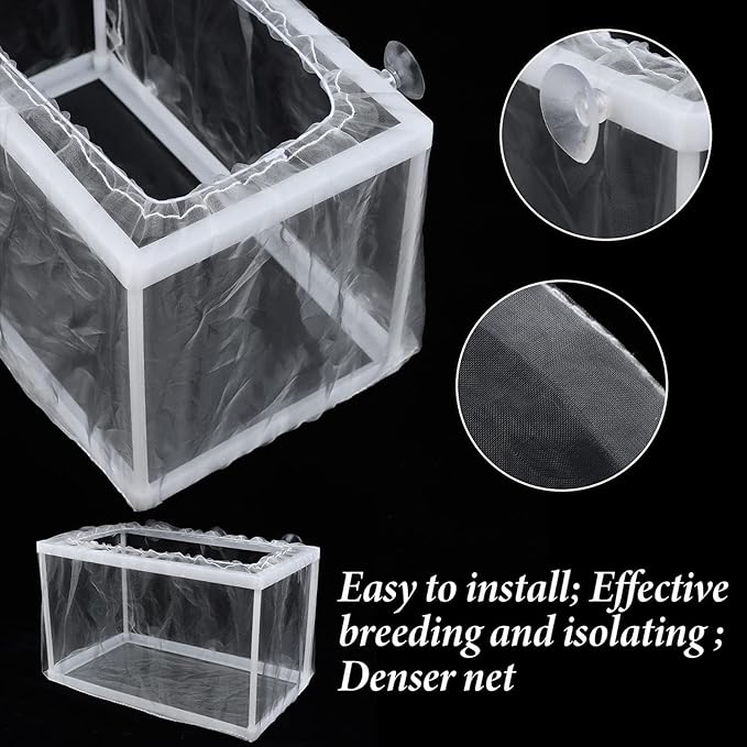 Fish Breeding Box – Aquarium Breeder Box with Mesh, Fish Fry Hatchery & Isolation Box, Suction Cup Fish Tank Breeding Box, Juvenile Fish Separation Net for clownfishh and Other Fish